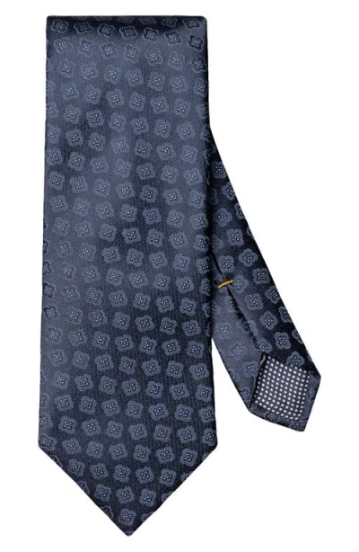 Eton Navy Medallion Silk Tie In Blue