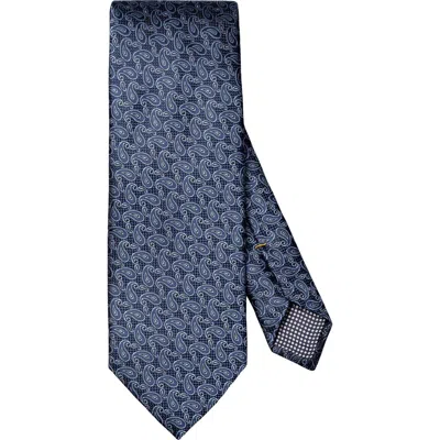 Eton Navy Paisley Silk Jacquard Tie In Blue