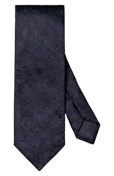 Eton Navy Paisley Silk Jacquard Tie In Blue