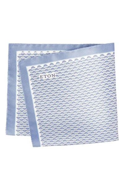 Eton Neat Floral Oxford Silk Pocket Square In Blue