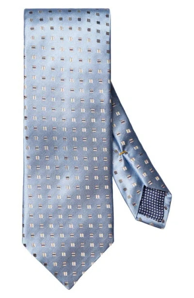 Eton Neat Geometric Pattern Silk Tie In Blue