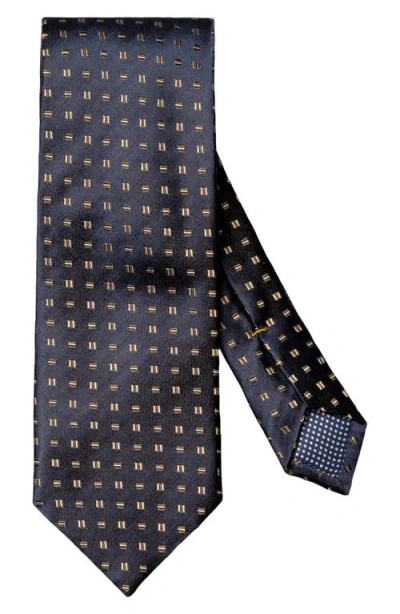 Eton Neat Geometric Pattern Silk Tie In Black