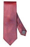 Eton Neat Geometric Pattern Silk Tie In Red