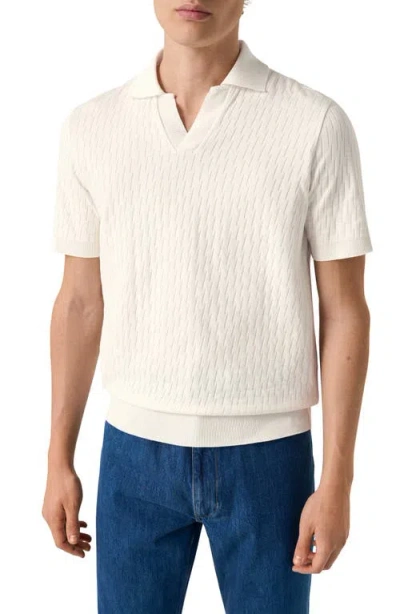 Eton Open Collar Jacquard Polo In Neutral