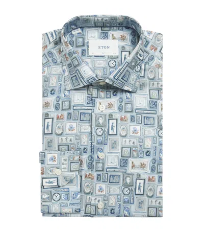 Eton Organic Cotton Printed Shirt In Blue