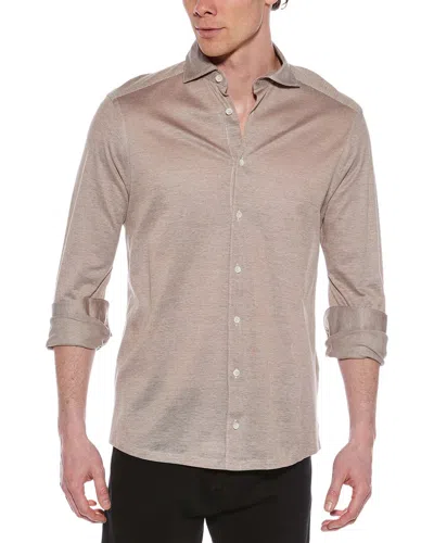 Eton Oxford Pique Shirt In Brown