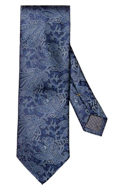 Eton Paisley Floral Silk Tie In Blue