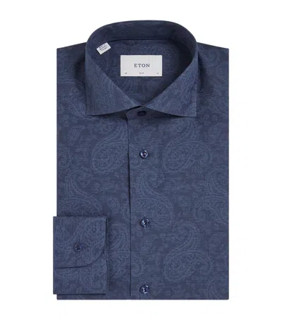 Eton Paisley Print Shirt In Blue