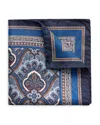 Eton Paisley Silk Pocket Square In Blue