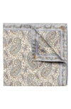 Eton Paisley Silk Pocket Square In Lt/ Pastel Blue