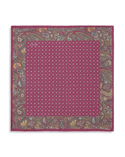 Eton Paisley Silk Pocket Square In Purple