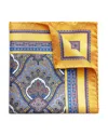 Eton Paisley Silk Pocket Square In Yellow/ora