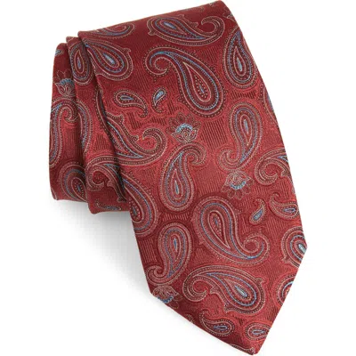 Eton Paisley Silk Tie In Brown