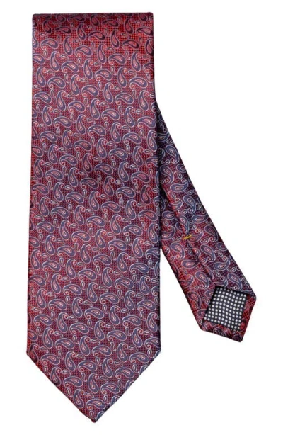 Eton Paisley Silk Tie In Burgundy
