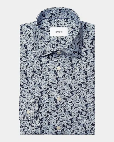 Eton Paisley Stretch-cotton Slim-fit Shirt In Blue