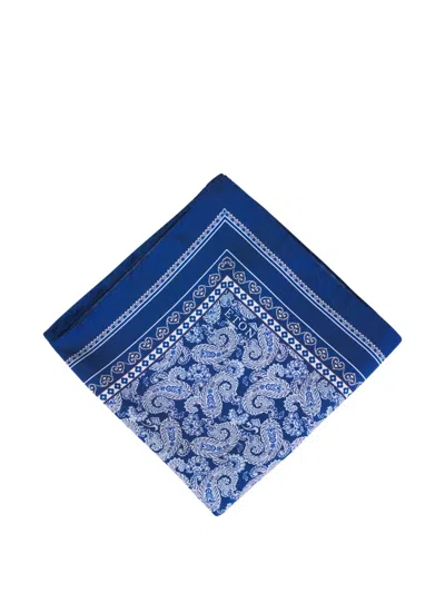 Eton Paisley-print Silk Pocket Square In Blue
