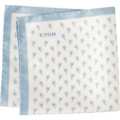 Eton Palm Tree Silk Pocket Squar In Light Blue