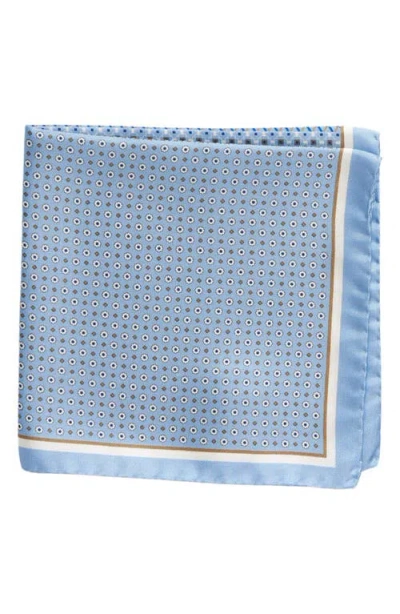 Eton Patchwork Panel Silk Pocket Square In Blue