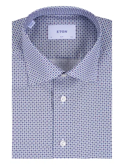 Eton Patterned Collared Shirt In Blue