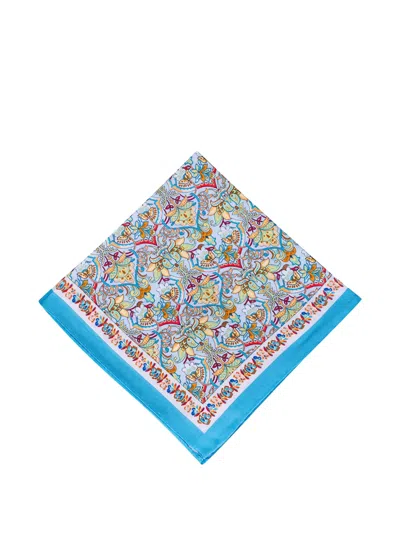 Eton Patterned Linen Pocket Square In Multi