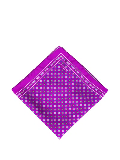 Eton Patterned Pocket Square In Purple