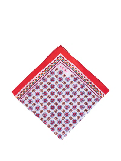 Eton Patterned Pocket Square In White