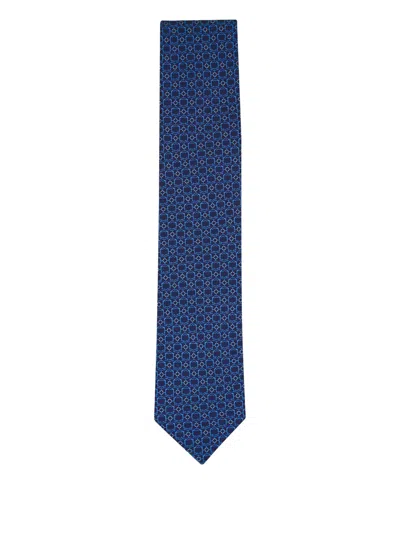 Eton Patterned Silk Tie In Blue