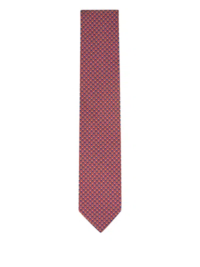 Eton Patterned Silk Tie In Pink