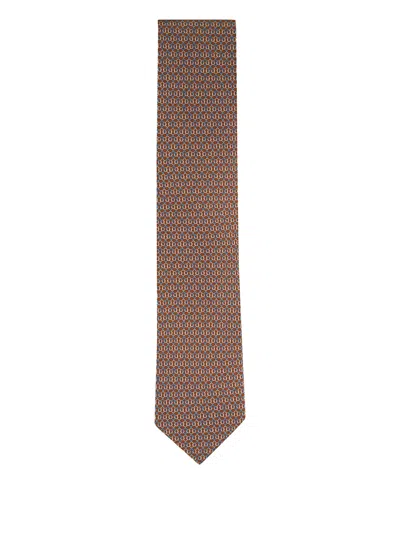 Eton Patterned Tie In Brown