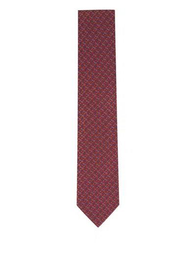 Eton Patterned Tie In Red