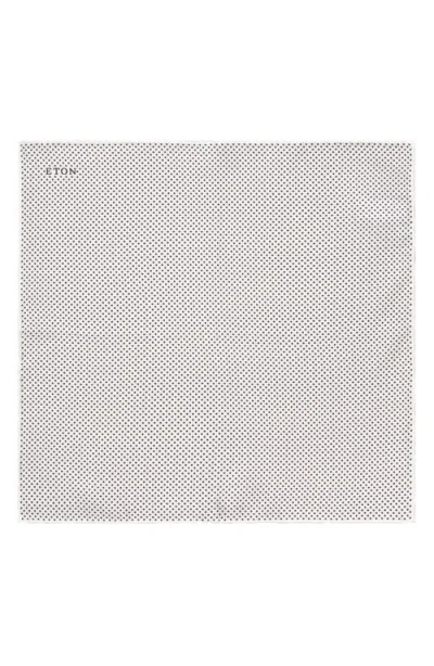 Eton Pin Dot Print Silk Pocket Square In Natural