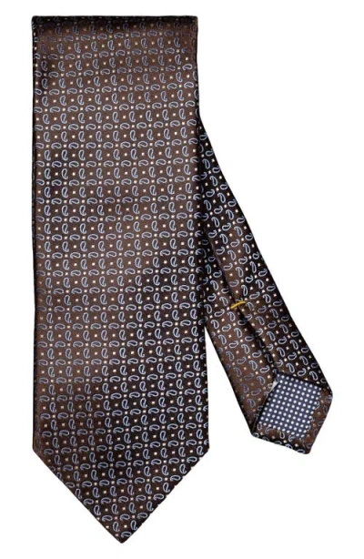 Eton Pine Paisley Silk Jacquard Tie In Brown