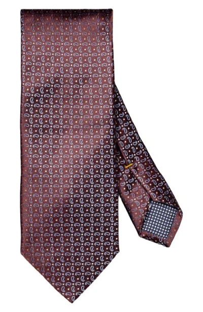 Eton Pine Paisley Silk Jacquard Tie In Burgundy