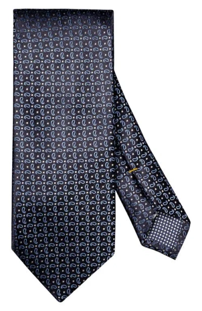 Eton Pine Paisley Silk Jacquard Tie In Blue
