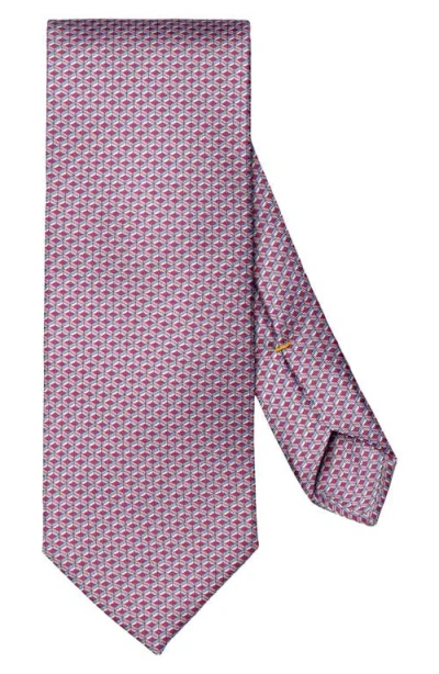 Eton Pink Geometric Print Silk Twill Tie In Purple