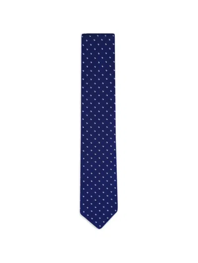 Eton Polka Dot-embroidered Tie In Blue