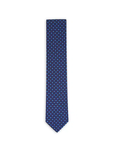 Eton Polka Dot Print Silk Necktie In Blue