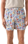 Eton Postcard Print Swim Trunks In Multi