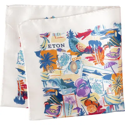 Eton Postcard Silk Twill Pocket Square In White