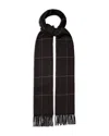 Eton Prince Of Wales Check Cashmere Scarf In Navy Blue