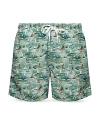 Eton Printed Drawstring 5 Swim Trunks In Green