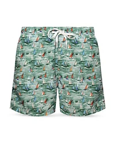 Eton Printed Drawstring 5 Swim Trunks In Green