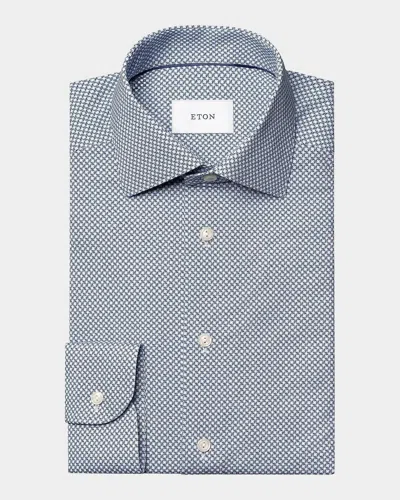 Eton Printed Stretch-cotton Slim-fit Shirt In Blue