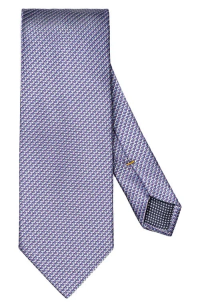 Eton Purple Micro Geometric Silk & Cotton Mogador Tie In Blue