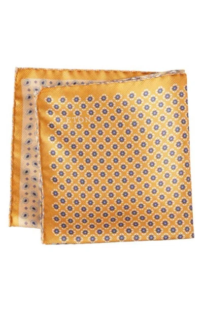Eton Quadrant Silk Pocket Square In Medium Orange