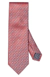 Eton Geometric Woven Silk Classic Tie In Medium Red