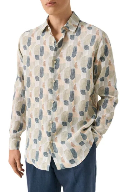 Eton Regular Fit Geometric Linen Dress Shirt In Multi