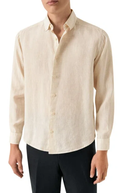 Eton Regular Fit Linen Dress Shirt In Neutral