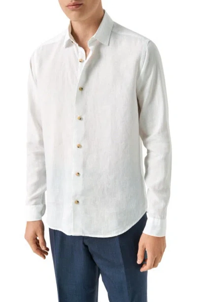 Eton Regular Fit Linen Dress Shirt In White