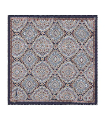 Eton Reversible Jacquard Pocket Square In Gray